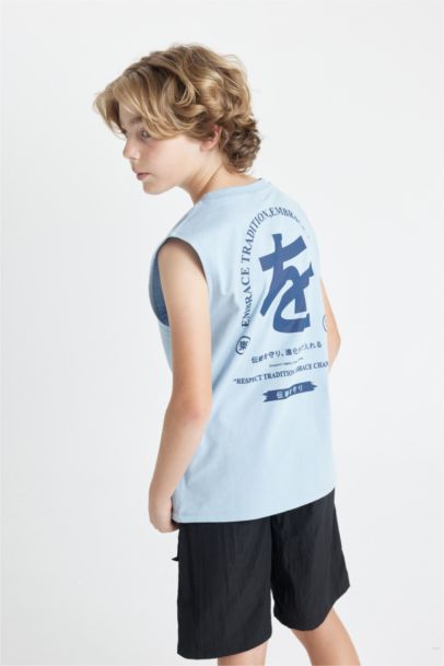Boy Crew Neck Printed Sleeveless T-Shirt