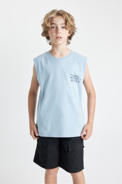 Boy Crew Neck Printed Sleeveless T-Shirt