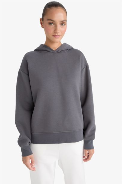 Relax Fit Basic Hooded Sweatshirt