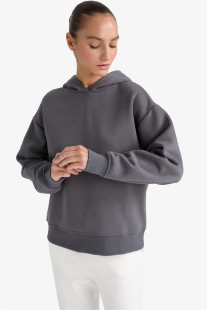 Relax Fit Basic Hooded Sweatshirt