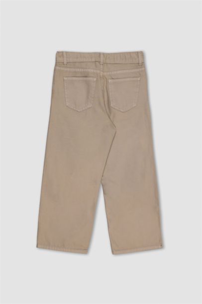 بنطلون بناتي وايد ليج قطن برجل واسع