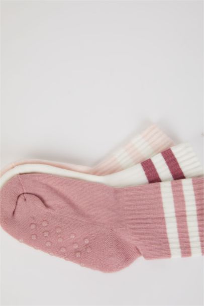 جوارب بناتي طويل قطن - 3 قطع