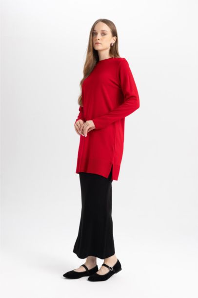 Regular Fit Beli Lastikli Basic Düz Siyah Triko Maxi Etek