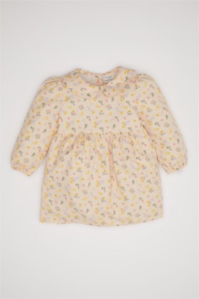 Robe en Twill à Manches Longues avec motifs de Fleurs