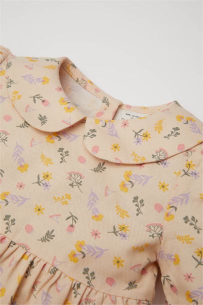 Robe en Twill à Manches Longues avec motifs de Fleurs