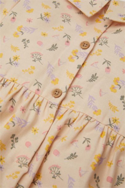 Robe en Twill à Manches Longues avec motifs de Fleurs