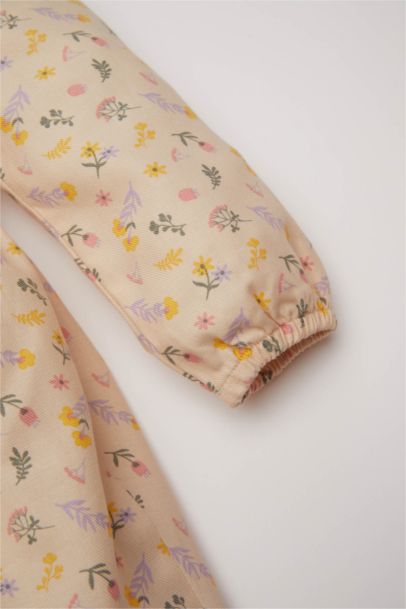 Robe en Twill à Manches Longues avec motifs de Fleurs