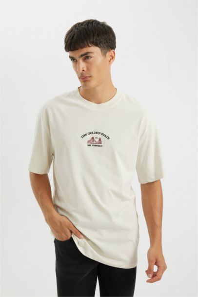 T-shirt en coton à col rond Coupe decontractée