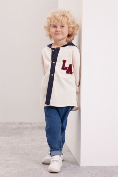 قميص كم طويل بيبي اولادي جبردين قصة عادية بكابيشون