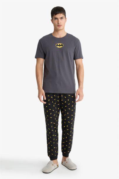 %100 Pamuk Batman Pijama Takımı Regular Fit Kısa Kollu Üst Uzun Alt
