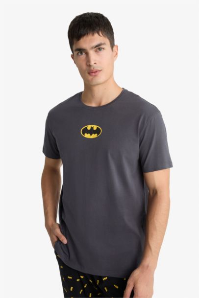 %100 Pamuk Batman Pijama Takımı Regular Fit Kısa Kollu Üst Uzun Alt
