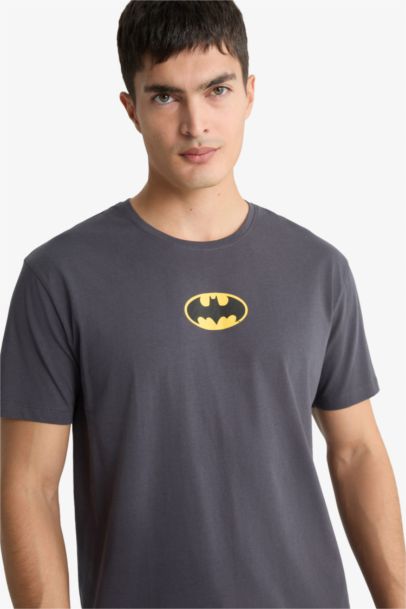 %100 Pamuk Batman Pijama Takımı Regular Fit Kısa Kollu Üst Uzun Alt