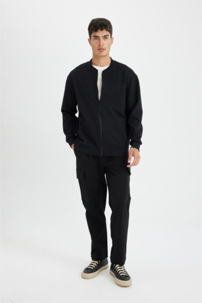 Relax Fit College Collar Bomber Jacket