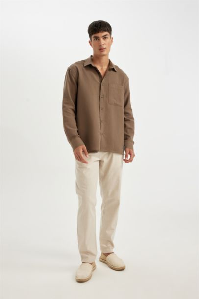 Regular Fit Polo Neck Cotton Shirt