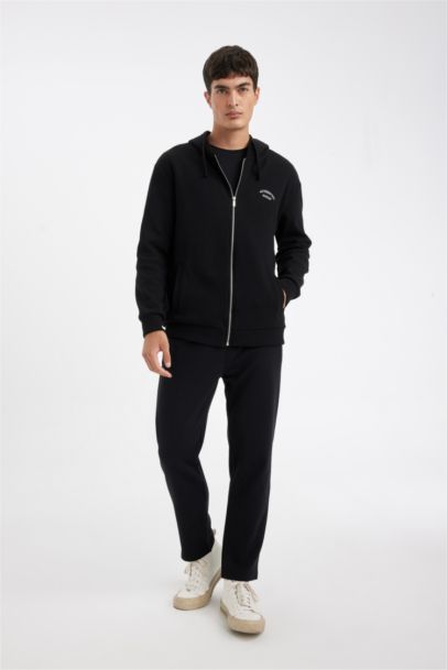 Relax Fit Waffle Zippered Hoodie