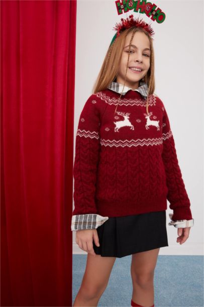 Pull en tricot à Col rond Coupe régulière pour Fille