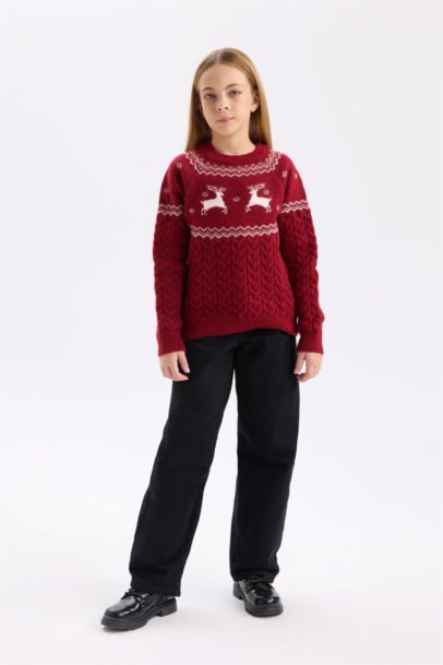 Pull en tricot à Col rond Coupe régulière pour Fille