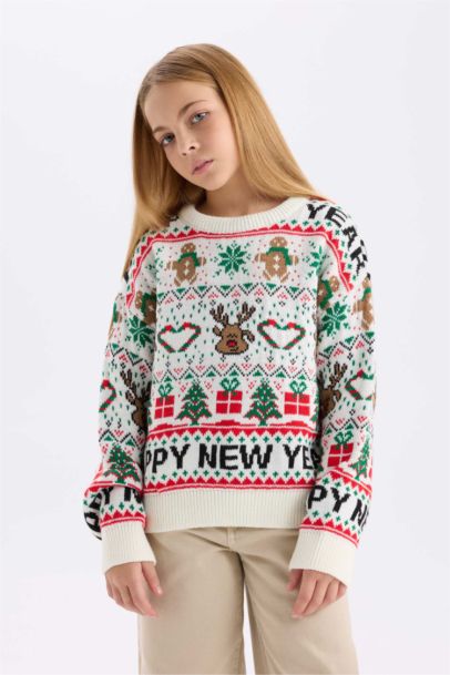 Girl Regular Fit Crew Neck Pullover