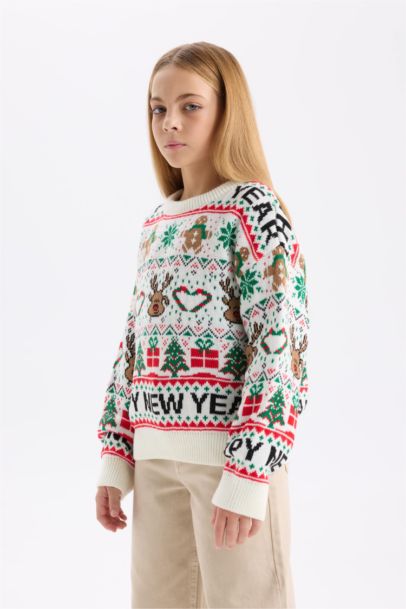 Girl Regular Fit Crew Neck Pullover