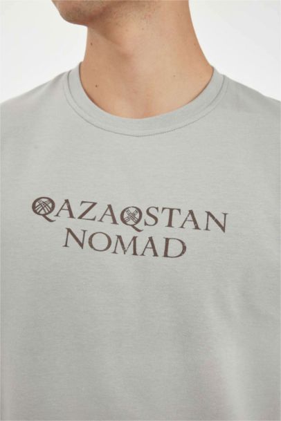 Regular Fit Bisiklet Yaka Baskılı Ağır Kumaş Kısa Kollu Tişört