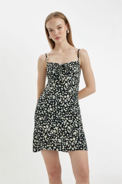 Mini-Robe imprimée à Bretelles et Col en V