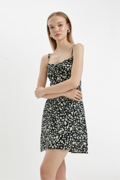 Mini-Robe imprimée à Bretelles et Col en V