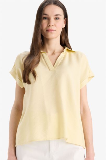 Regular Fit Shirt Collar Short Sleeve Shirt