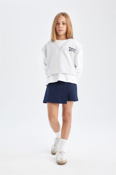 Girl Printed T-Shirt Skort Vest 3 Piece Set