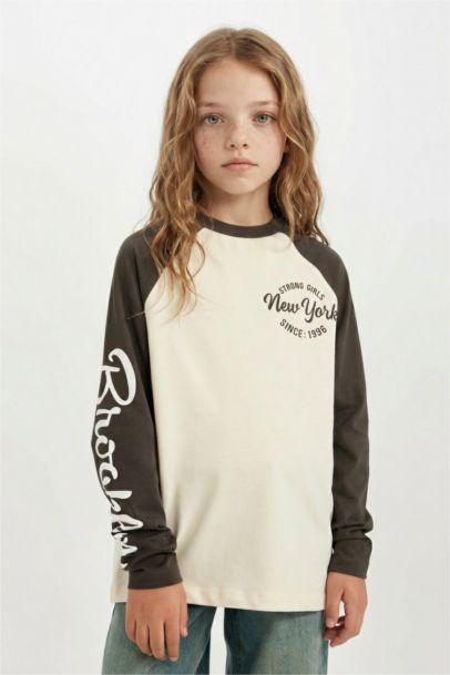 Girl Oversize Fit Wide Fit Crew Neck Printed T-Shirt