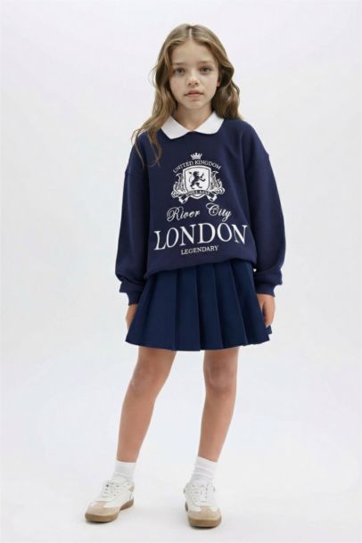 تنورة جبردين بناتي بكسرات وسحاب مخفي