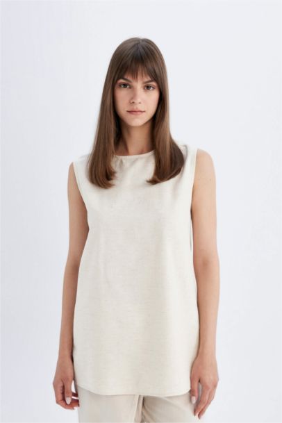 Regular Fit Cotton Crew Neck Short Sleeve Tunic