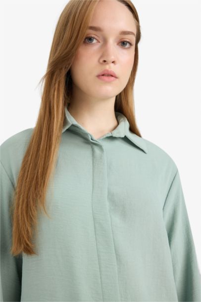 Relax Fit Basic Long Sleeve Shirt Tunic