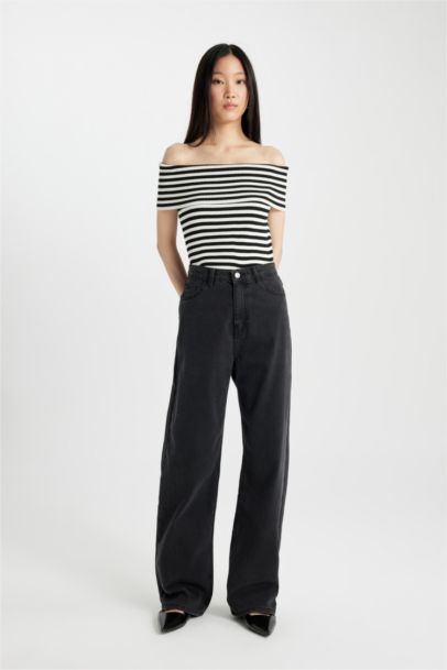 Slim Fit Strapless Ribana Pullover