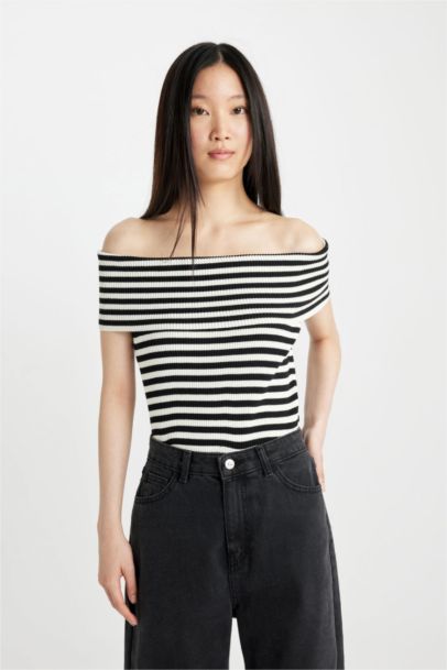 Slim Fit Strapless Ribana Pullover