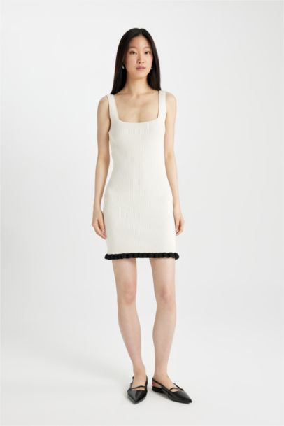 Fitted Square Neck Sleeveless Mini Dress