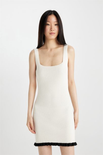 Fitted Square Neck Sleeveless Mini Dress