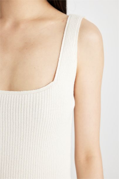 Fitted Square Neck Sleeveless Mini Dress