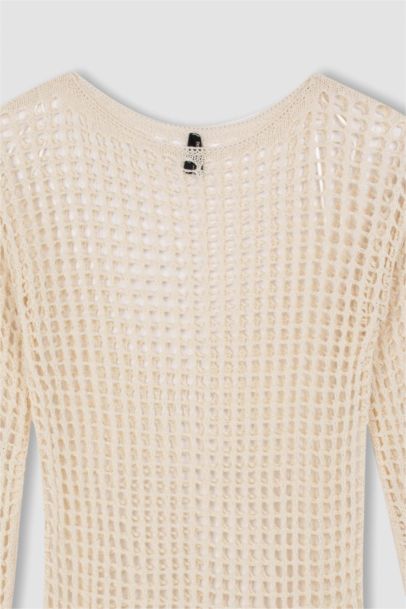 Crew Neck Crochet Mini Dress