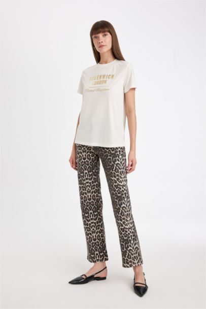 Regular Fit Crew Neck Printed Short Sleeve T-Shirt