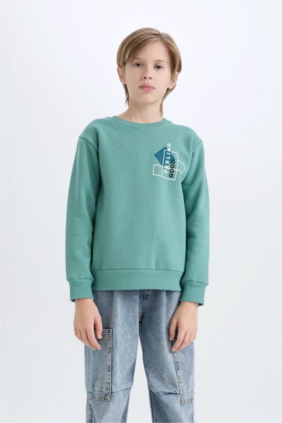 سويت شيرت قصة عادية برقبة مستديرة