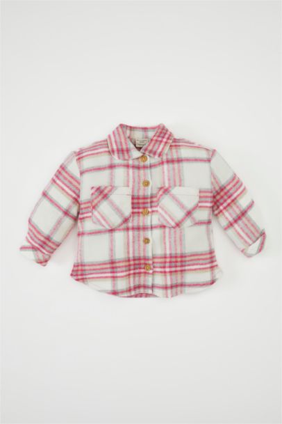 Chemise à manches longues à carreaux en flanelle pour bébé fille