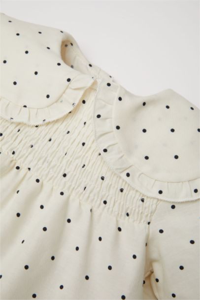 Chemise à manches longues à pois en twill pour bébé fille