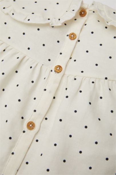 Chemise à manches longues à pois en twill pour bébé fille