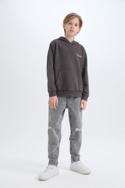 Erkek Çocuk Kapüşonlu Sırt Baskılı Sweatshirt