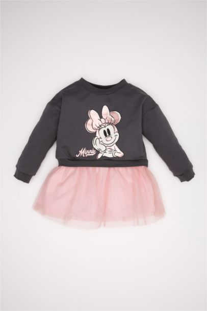 Robe tutu imprimée Minnie à manches longues pour bébé fille