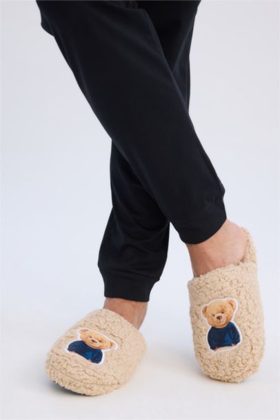 Erkek Ayıcıklı Düz Taban Ev Terliği