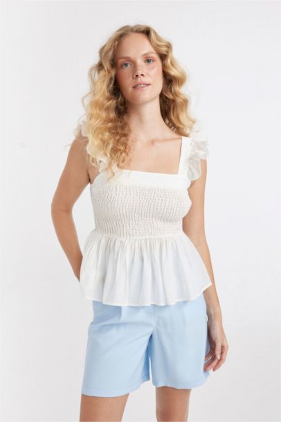 Top Bustier à Coupe Slim Sans Bretelles