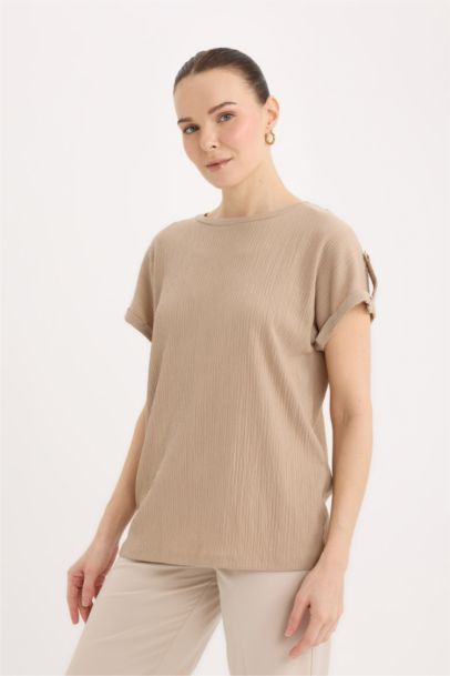 T-shirt basique à col rond et manches courtes Coupe régulière