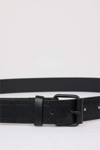 Man Faux Leather Denim Belt