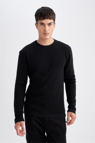 Relax Fit Crew Neck Cotton Knitted Pullover